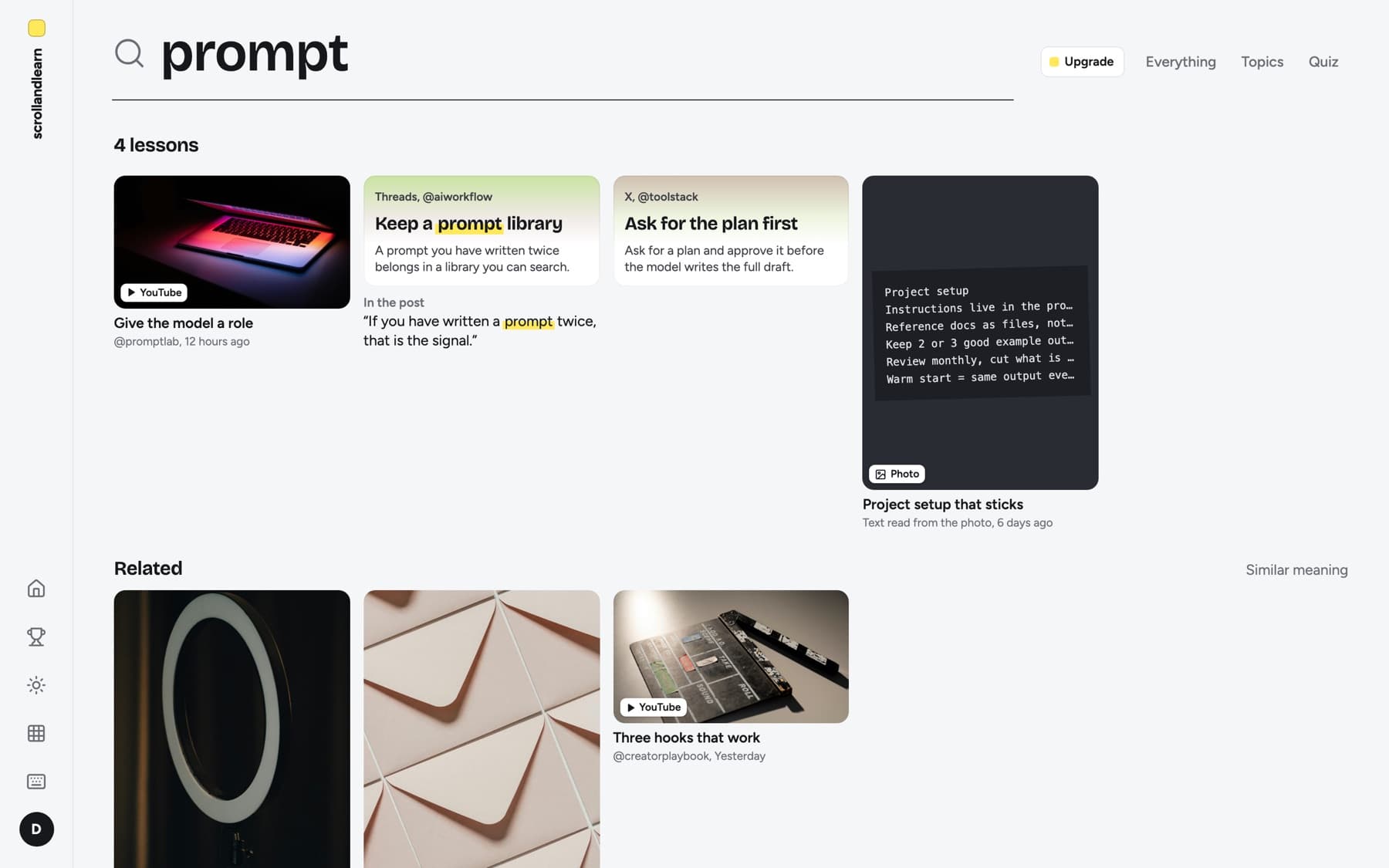 Search results on a desktop