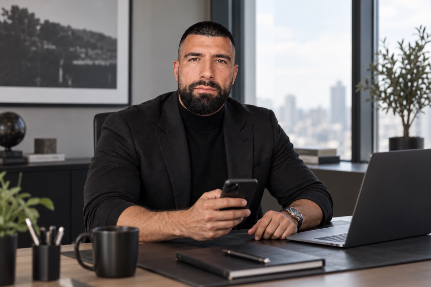 Marin Bando at his desk